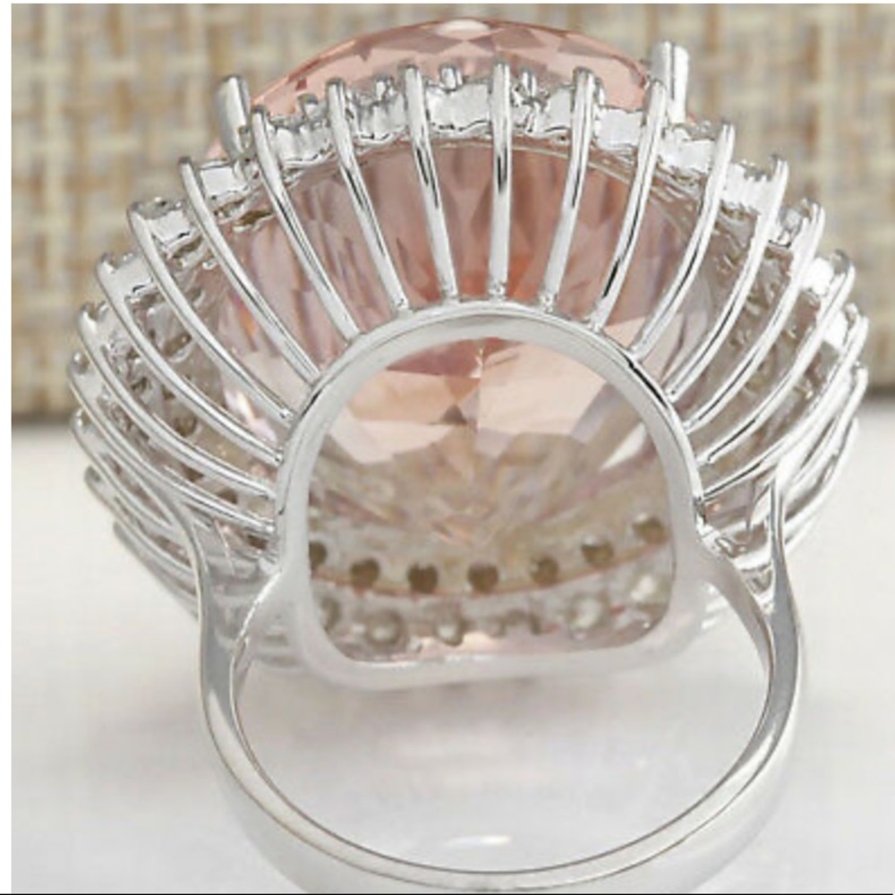 Gorgeous Huge 925 Silver Ring Champagne Crystal - Picture 11 of 15